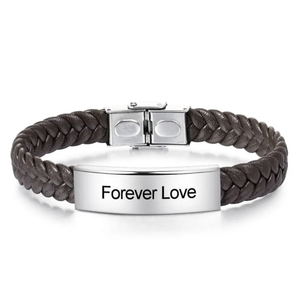 Personalized Engraved Stainless Steel Bar Bracelets For Men