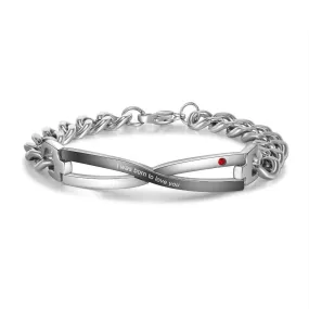 Personalized Stainless Steel 1 Stone Couple Bracelets For Women And Men