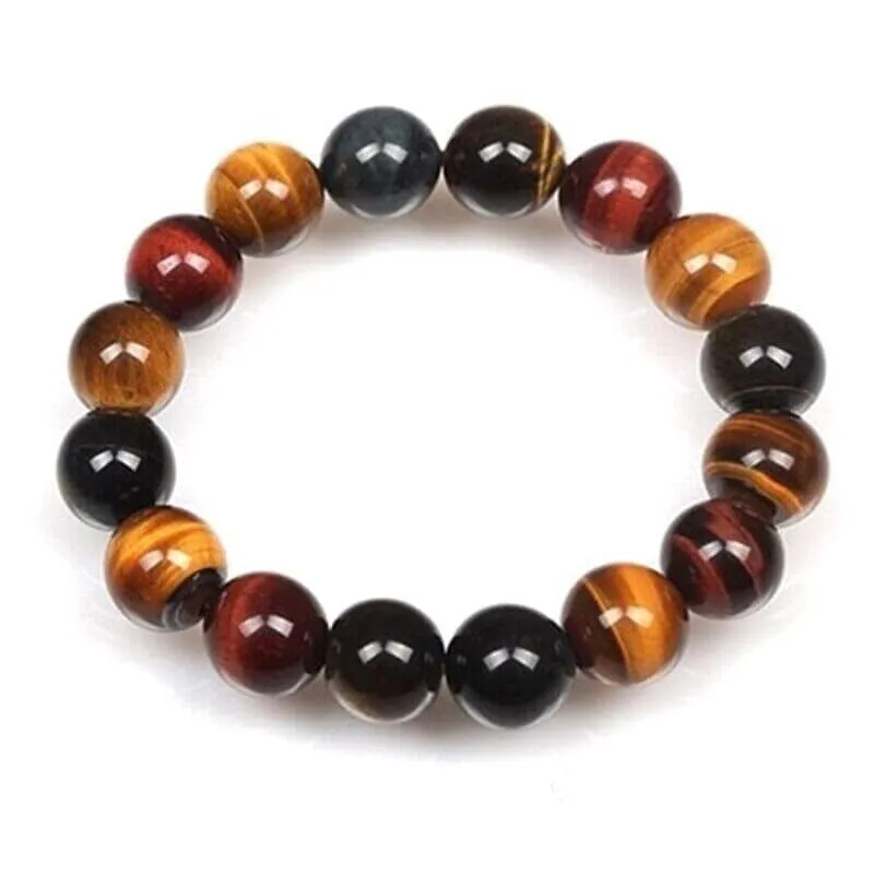 Red, Blue and Yellow Tiger Eyes Natural Stone Bracelets