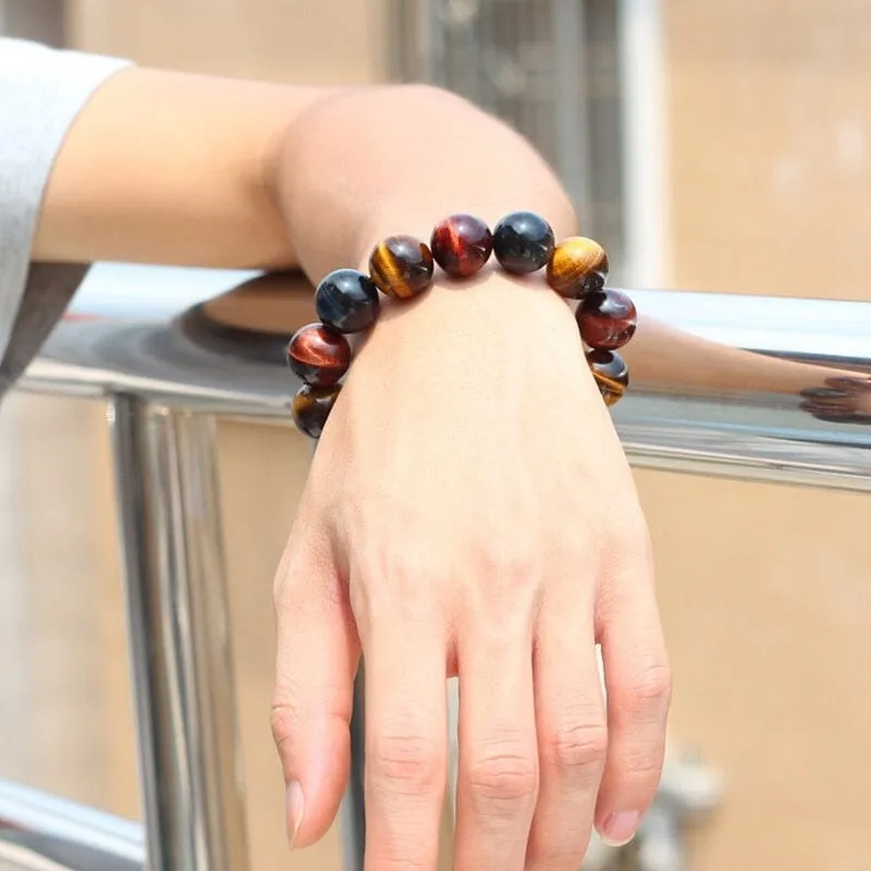 Red, Blue and Yellow Tiger Eyes Natural Stone Bracelets