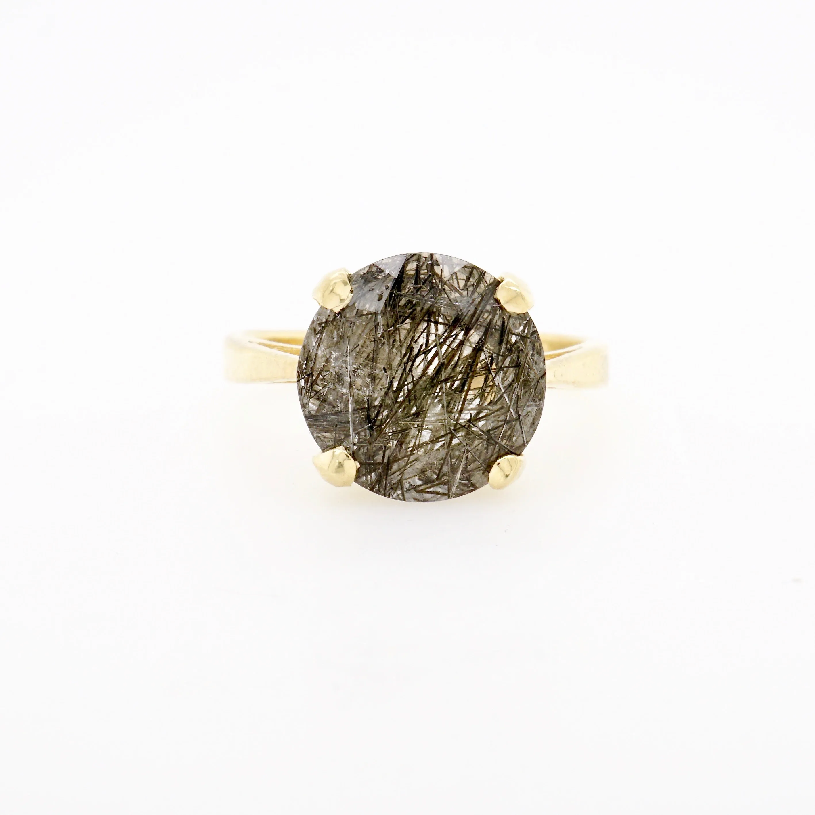 Salt and Pepper Black Tourmalinated Quartz Ring - Tourmalinated Quartz Ring