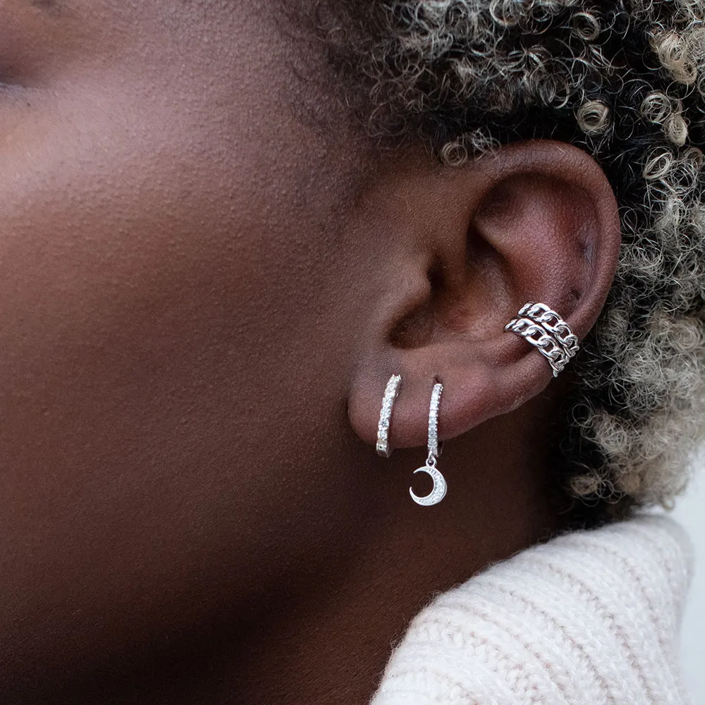 Silver Curb Chain Ear Cuff