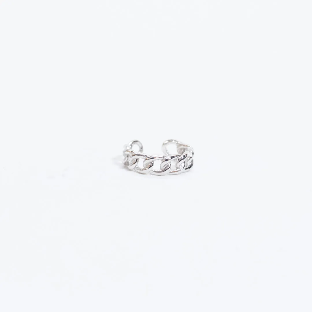 Silver Curb Chain Ear Cuff