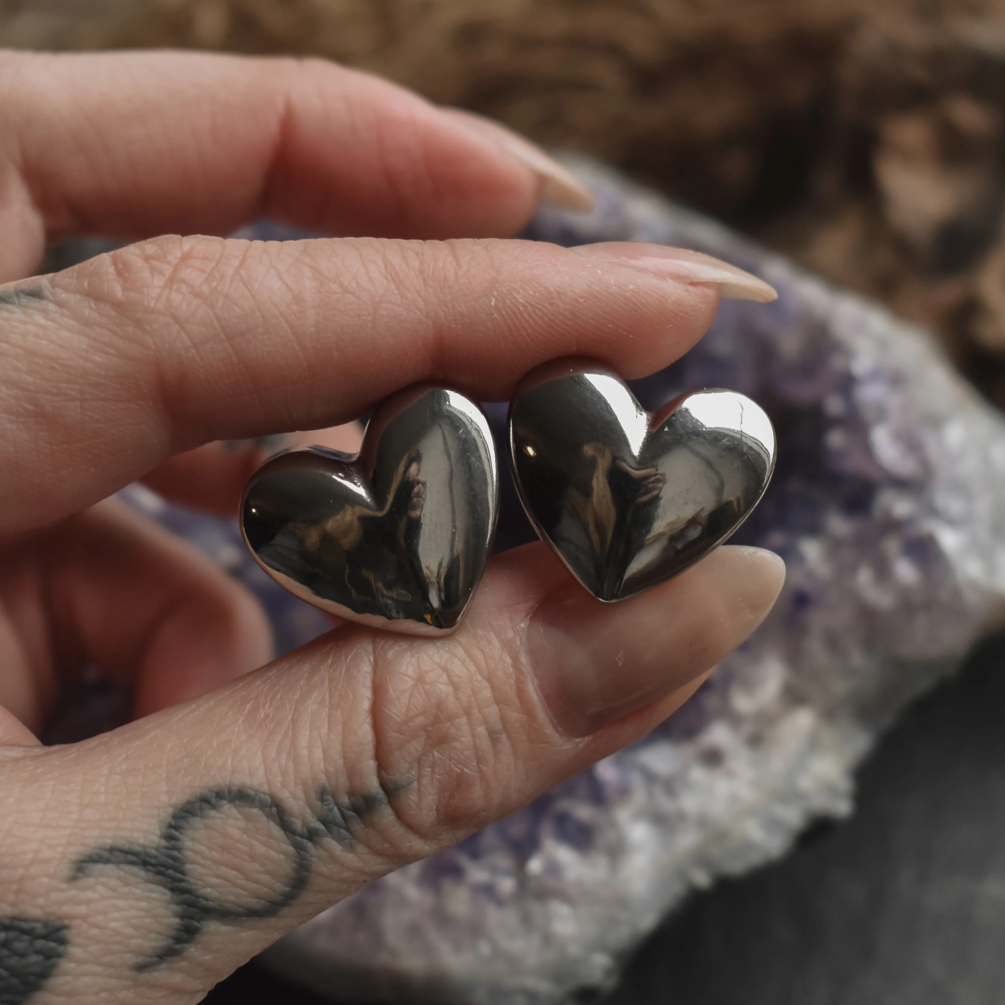 Silver Heart Ear Weights