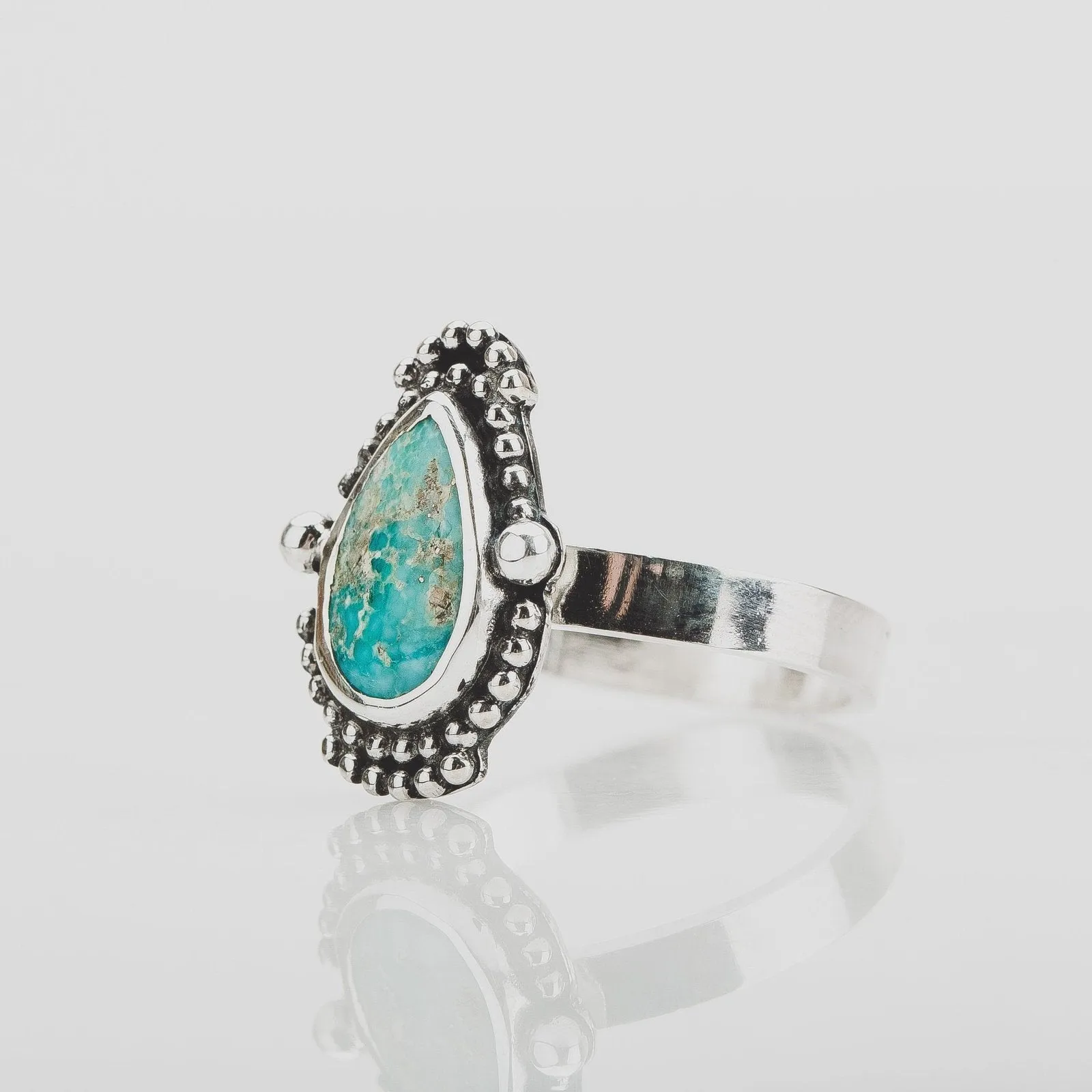 Size 6.75 White Water Turquoise Gemstone Ring