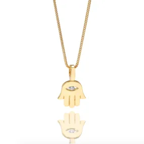 Solid 18K Hamsa Pendant