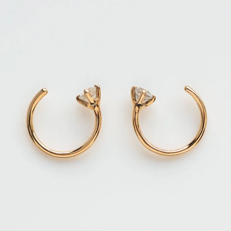 Solid Gold White Sapphire Ear Huggers