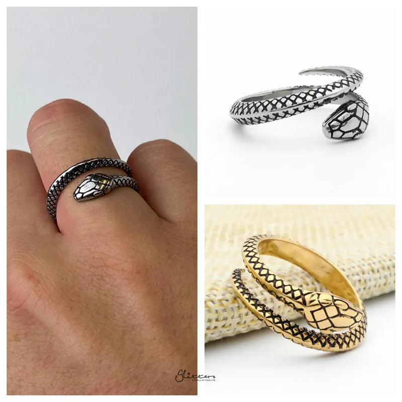 Stainless Steel Snake Ring - Silver