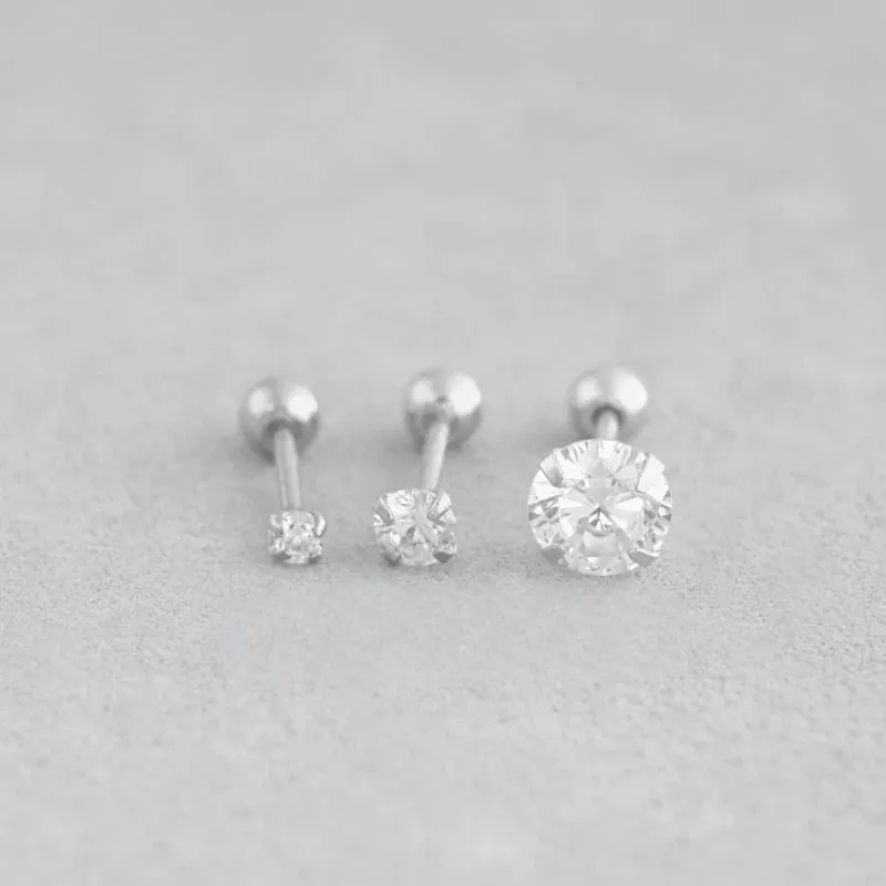 Sterling Silver Ear Stud Crystal Zircon Earrings