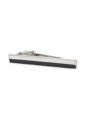 Tie Clip - Horizontal Stripe Sliver Black