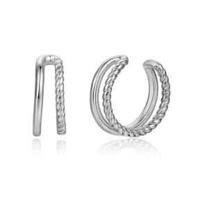 Two Rope Lines Ear Cuff - Silver